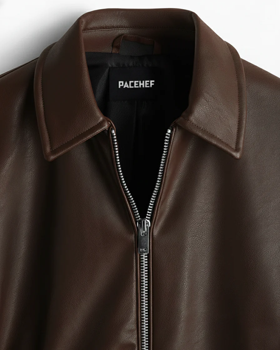 DARK BROWN LEATHER JACKET - Image 4